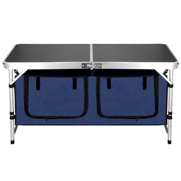 Stolik turystyczny, kempingowy 120x47x55 cm z organizerem, składany stół piknikowy, ogrodowy