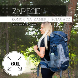 Plecak turystyczny 60 L trekkingowy wielofunkcyjny z gwizdkiem granatowy