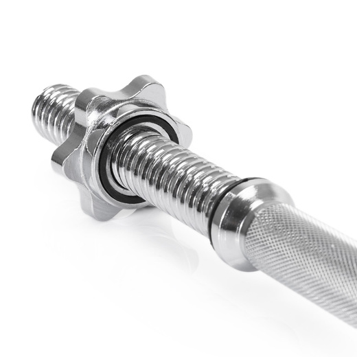 Gryf krótki 48 cm do hantli z zaciskami śr. 28 mm gwintowany, stal chromowana