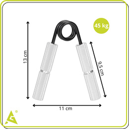 Ściskacz do rąk opór 45 kg do ćwiczeń dłoni, nadgarstków, srebrno-czarny