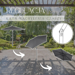 Parasol ogrodowy składany 260 cm duży na balkon grafitowy