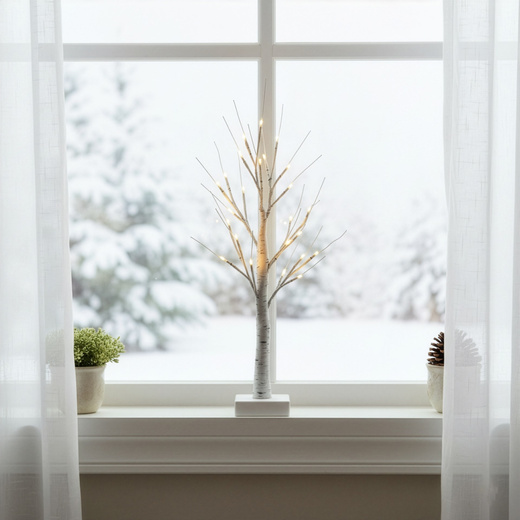 Świecące drzewko 60 cm brzoza 25 Led drzewko świąteczne dekoracja ozdoba świetlna