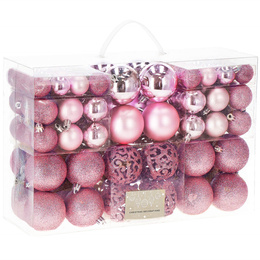 Bombki choinkowe 100 szt. ozdoby świąteczne zestaw mix rozmiarów różowe