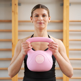 Kettlebell 10 kg odważnik, hantla do ćwiczeń ABS kula do treningu siłowego, różowa