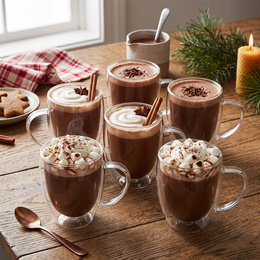 Szklanki termiczne do latte kawy i herbaty 6 szt. 350 ml z uchwytem i podwójnym dnem