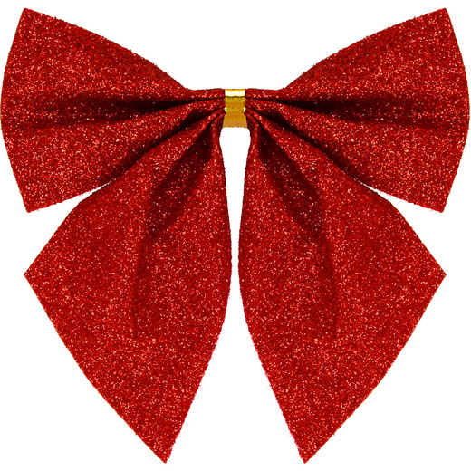 Kokardki świąteczne na choinkę 6 szt. brokatowe zawieszki choinkowe czerwone