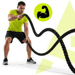 Lina treningowa do crossfit 9 m Battle Rope Power do ćwiczeń siłowych czarna