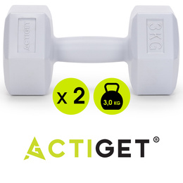 Ciężarki 2x3 kg hexagonalne do ćwiczeń fitness hantle zestaw 2 szt. szare