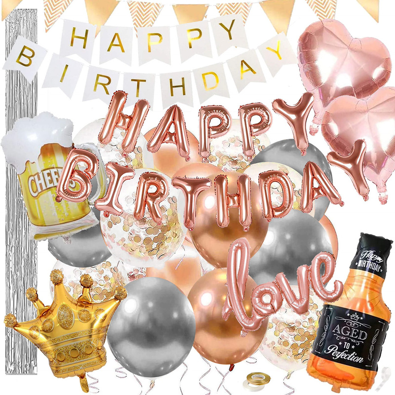 Balony na urodziny 48 szt. dekoracje z napisem happy birthday multikolor