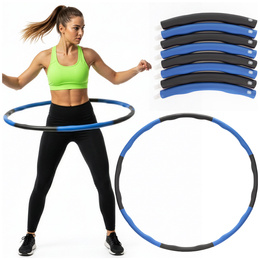 Hula hop treningowe 88 cm składane, piankowe NBR szaro-niebieskie