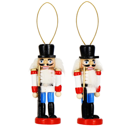 Zawieszki choinkowe 6 szt. drewniany dziadek do orzechów 8 cm świąteczna ozdoba 