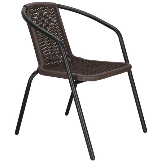 Meble ogrodowe na taras krzesła metalowe 6 szt. stół prostokątny 120 x 70 cm czarno-brązowy 