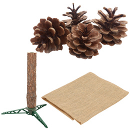 Choinka na pniu 220 cm sztuczna sosna diamentowa ośnieżona premium ze stojakiem i jutą