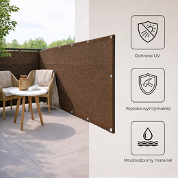 Osłona balkonowa, maskująca 100x500 cm mata na balkon zacieniająca 95% brązowa