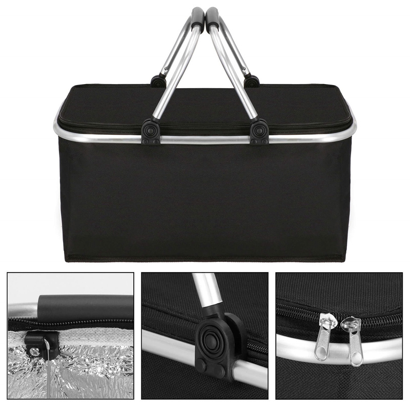 Torba termiczna 30L kosz termiczny piknikowy na jedzenie czarny