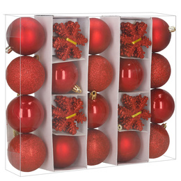 Bombki choinkowe 40 szt. zestaw dekoracji świątecznych, nietłukące, czerwone