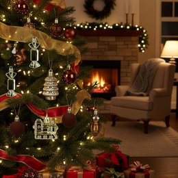 Bombki choinkowe 40 szt. zestaw dekoracji świątecznych, nietłukące, brązowy, złoty, biały