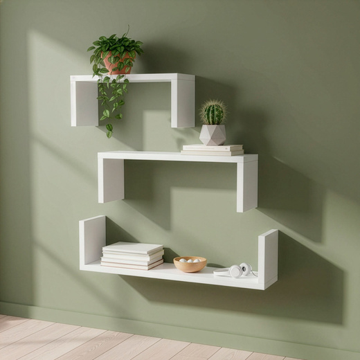 Półki ścienne 3 szt. na przyprawy, książki półki wiszące nowoczesne białe