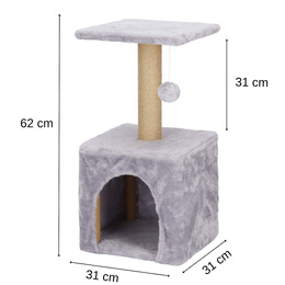 Drapak dla kota sizal 3-poziomowy domek słupek z zabawkami 62 cm