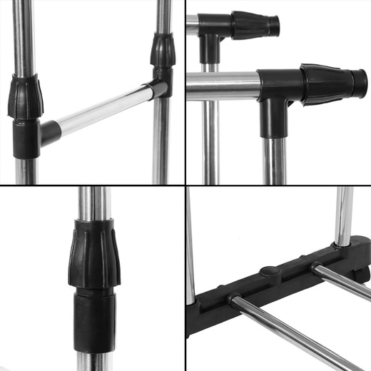 Wieszak na ubrania 85-160 cm na kółkach, mobilny stojak teleskopowy aluminiowy