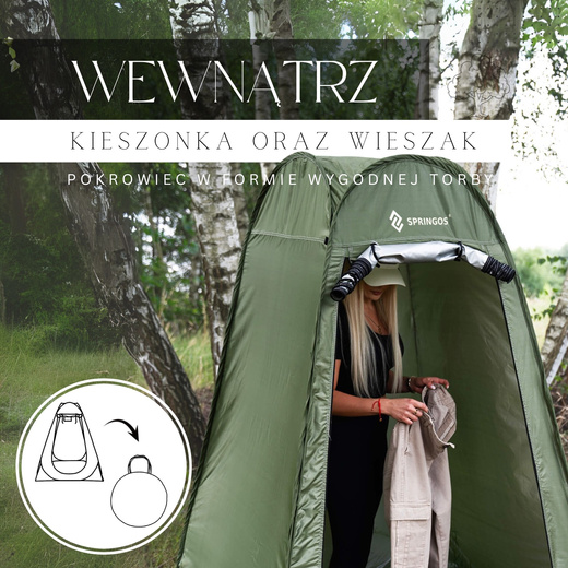 Namiot plażowy samorozkładający 190x120x120 cm mobilna przebieralnia zielony