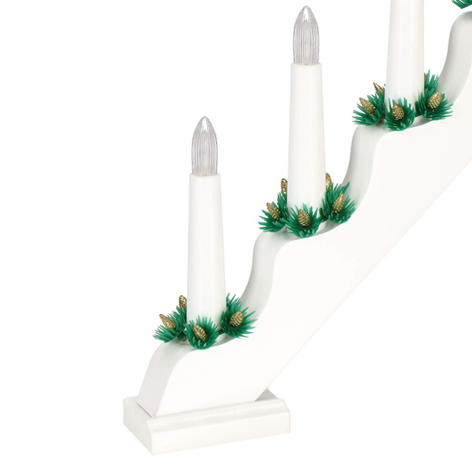 Świecznik adwentowy Led 7 świec biały drewniany