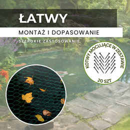 Siatka na ptaki zabezpieczająca ochronna 8x20m z kotwami mocującymi 20 szt. zielona