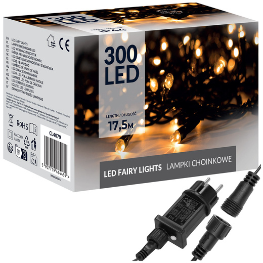 Lampki choinkowe 300 led biały ciepły 15m oświetlenie świąteczne IP44