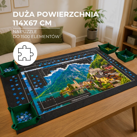 Mata do układania puzzli, zwijana 114x67 cm plansza, podkładka na 1500 puzzli