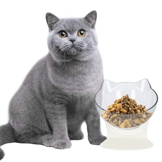 Miska dla psa i kota z antypoślizgową podstawką i uszami biała