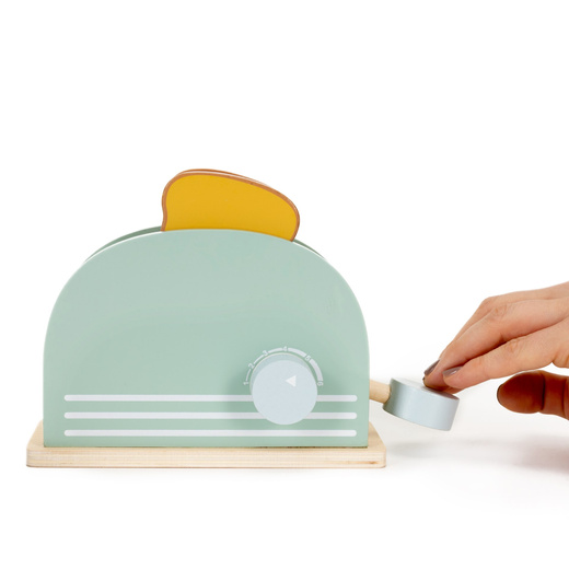 Toster zabawka drewniana dla dzieci, jajko, tost zestaw śniadaniowy 9 el. multikolor