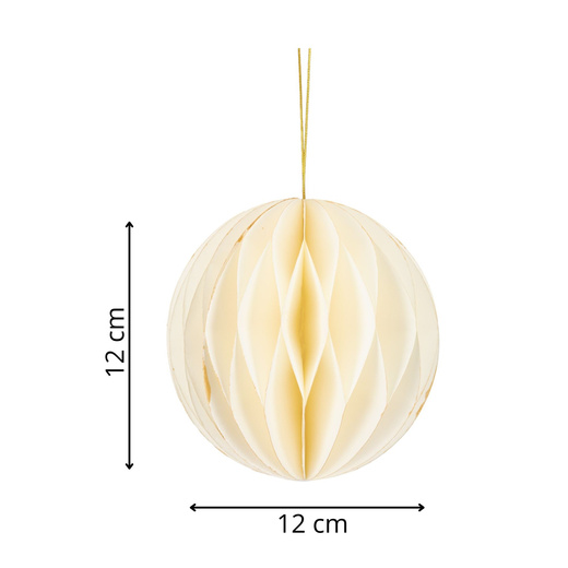 Papierowe bombki 6 szt. zawieszki choinkowe ozdoby świąteczne 12 cm białe złoty brokat