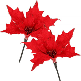 Gwiazda betlejemska, sztuczny kwiat, poinsecja czerwona z brokatem