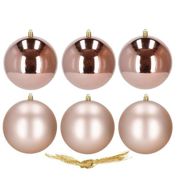 Bombki choinkowe 6 szt. ozdoby świąteczne zestaw 10cm rose gold