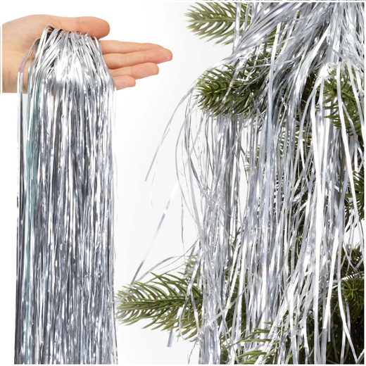 Włosy Anielskie na choinkę, dekoracja świąteczna 100 cm srebrne