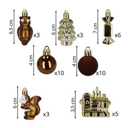 Bombki choinkowe 40 szt. zestaw dekoracji świątecznych, nietłukące, brązowy, złoty, biały