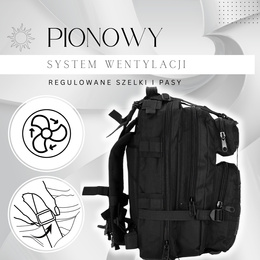 Plecak trekkingowy, turystyczny 35 l wojskowy czarny