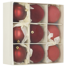 Bombki choinkowe 9 szt. zestaw dekoracji świątecznych 8,5 cm nietłukące, bordowe