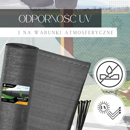 Siatka cieniująca 95% osłonowa 1,5x50 m 185g/m2 jasny antracyt 200 szt. opasek zaciskowych