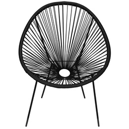 Owalne krzesło ogrodowe, wys. 86 cm rattanowy fotel ażurowy czarne