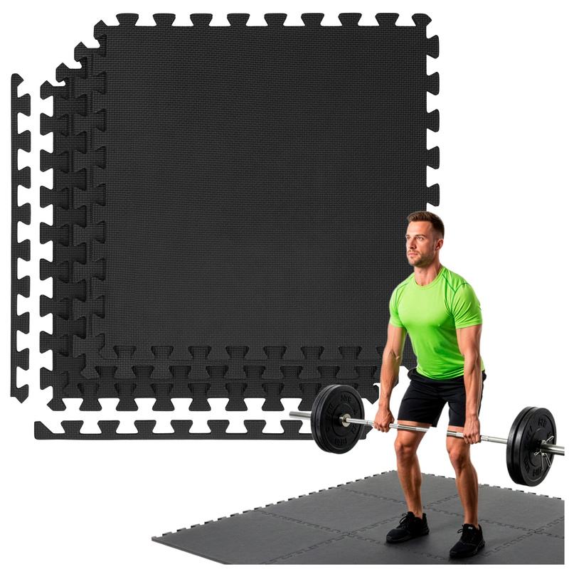 Mata treningowa, ochronna 4 szt. puzzle z pianki EVA 1,2 cm antypoślizgowe, grafitowe