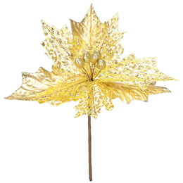 Gwiazda betlejemska 26 cm sztuczny kwiat, poinsecja złota z brokatem