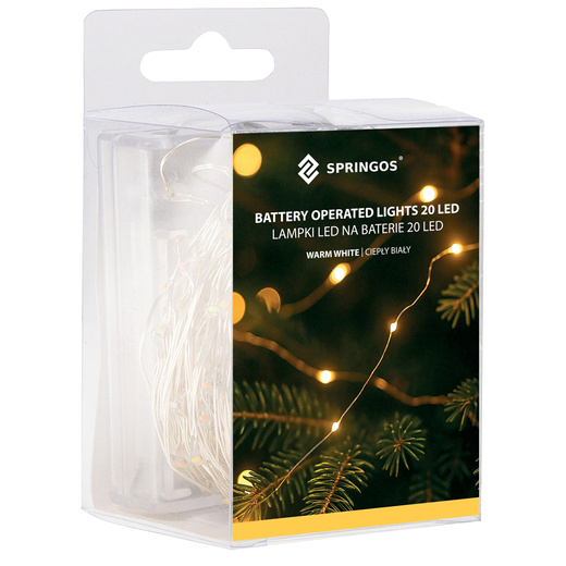 Lampki choinkowe 20 LED druciki mikro na baterie korek do butelki