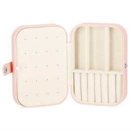 Szkatułka na biżuterię ekoskóra 16x11x5 cm różowy organizer z przegródkami