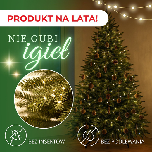 Choinka sztuczna 220 cm premium świerk kaukaski PE