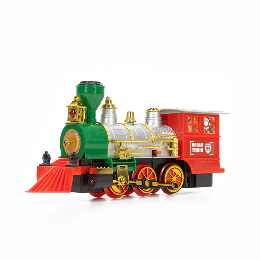 Lokomotywa z wagonami, pociąg parowy, sterowany, na baterie, tory