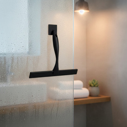Ściągaczka do szyb, kabiny prysznicowej, łazienkowa ze stali nierdzewnej z uchwytem, czarna