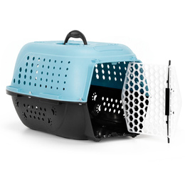 Transporter dla kota psa gryzoni do 7 kg 48x33x27 cm niebiesko-czarny