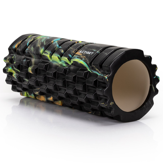 Wałek do masażu, średnio twardy, roller z wypustkami, czarny