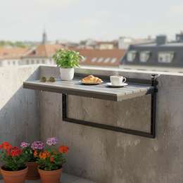 Stół balkonowy, składany 80x37 cm zawieszany na balustradę, czarny